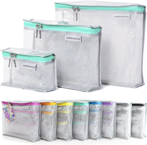 MUMI Juego de 3 neceseres de viaje – Bolsas de aseo resistentes al agua para mujeres y hombres – Bolsas transparentes para artículos de tocador,