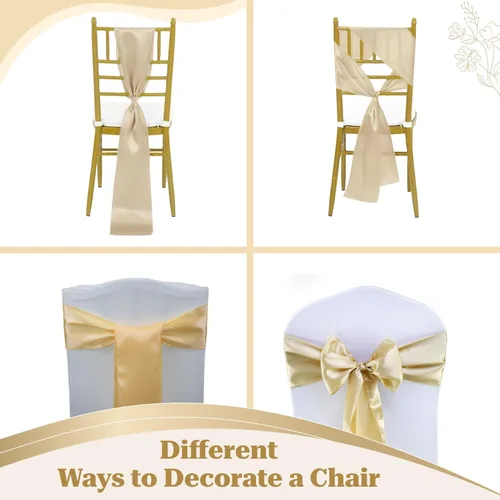 Miniatura 142 de mds - Lote de 10 lazos de satén para sillas de boda y eventos, para decoración de fiestas, 30 colores, Satin, 10 Verde oliva