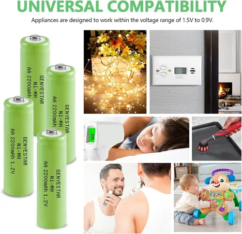 Miniatura 2 de Baterías AA recargables NIMH 1.2V Doble A 2200mAh Batería 8 Pack