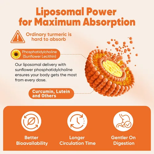 Miniatura 4 de Pastillas de suplemento liposomal de cúrcuma y jengibre de 2000 mg + 20 mg de luteína 20 mg de zeaxantina, curcumina orgánica de cúrcuma