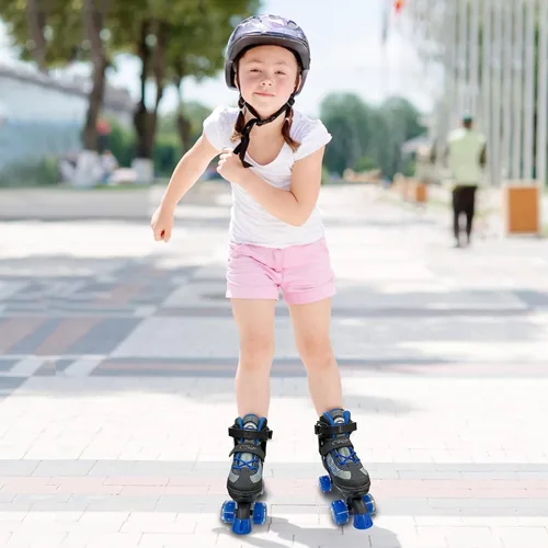 Miniatura 7 de Nattork Patines de ruedas para niños y niñas, 4 tamaños ajustables con ruedas iluminadas para niños principiantes para interiores y exteriores Azul