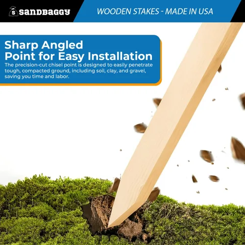Miniatura 6 de Sandbaggy Estacas de nivelación de madera de 12 pulgadas, estacas resistentes para construcción, jardinería, topografía, formas de hormigón, punta