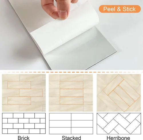 Miniatura 5 de VAOVI Azulejos de cocina para salpicaduras de despegar y pegar, calcomanías de pared de baño, azulejos de mármol para salpicaduras individuales