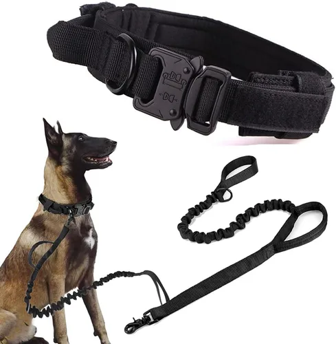 Miniatura 32 de Collar táctico para perro, ajustable, militar, de nailon, con asa de control y hebilla de metal resistente para perros medianos y grandes (negro, S)
