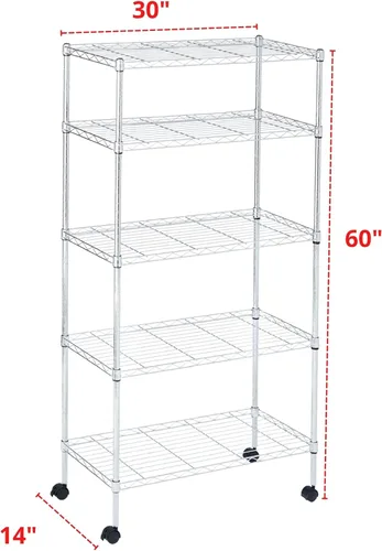 Miniatura 9 de Displays By Jack Estantería de alambre resistente de 5 niveles para productos, despensa de plantas, garaje, estantes de lavandería, estantes Cromo