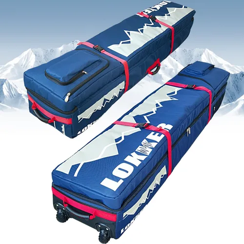 Miniatura 10 de D900 - Bolsa acolchada de snowboard con ruedas para viajes aéreos, impermeable de 71 pulgadas, gran capacidad para esquís/tablas de snowboard, Rojo