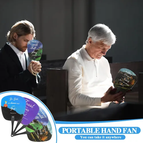 Miniatura 4 de Geetery 36 abanicos de la Biblia cristiana a granel para iglesia redonda de plástico para decoración de fiestas religiosas de verano, regalos