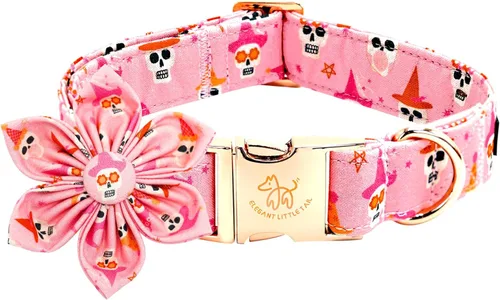 Miniatura 7 de Elegant little tail - Collar rosa para perras con flor, collar ajustable para mascotas con regalo de flores, collares para perros medianos