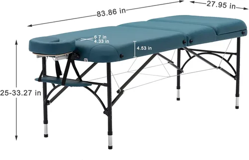 Miniatura 4 de Mesa de masaje plegable portátil ligera de 28 pulgadas de ancho, 3 pulgadas, para salón facial, spa, cama de tatuaje con patas de aluminio