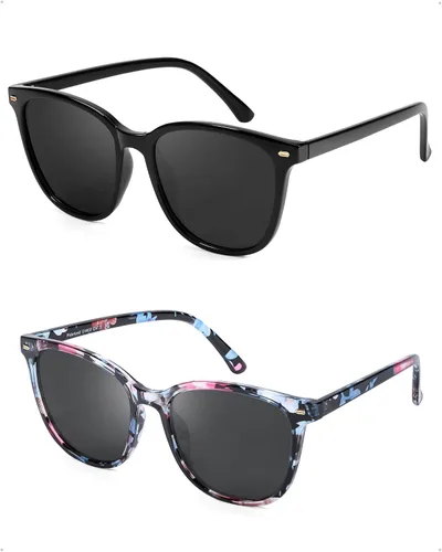 Miniatura 24 de FIMILU Paquete de 2 lentes de sol polarizados para mujer, lentes de protección UV400, montura grande, lentes de moda, elegantes