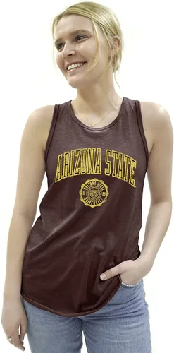 Blue 84 NCAA - Camiseta sin mangas de triple mezcla para mujer, estilo vintage, arco sobre el color del equipo