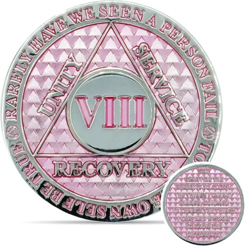 Miniatura 63 de Moneda de sobriedad de 10 años Chip AA Legacy Ficha de aniversario de recuperación de triplaca gruesa (Aqua)