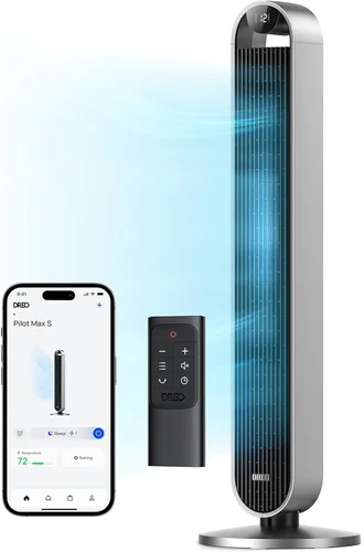 Dreo - Ventilador de torre para dormitorio, ventilador oscilante de 42 pulgadas 120°, motor DC silencioso de 25dB, ventilador de pie sin aspas de 28