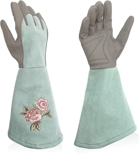 Miniatura 13 de Rose Pruning Gloves Thorn Resistant, Embroidery Gardening Gloves with Extra Long Forearm Protection Rosa rojo