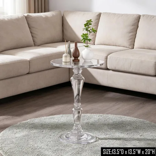 Miniatura 5 de Mesa auxiliar de acrílico para muebles, mesa auxiliar de acrílico para beber alimentos, mesas pequeñas y modernas transparentes para sala de estar