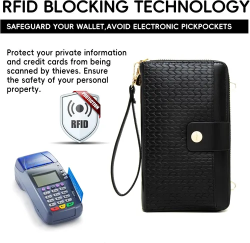 Miniatura 6 de Cartera cruzada para teléfono celular para mujer con protección RFID y múltiples ranuras para tarjetas