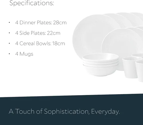 Miniatura 5 de Royal Doulton Exclusivo para Gordon Ramsay Maze - Juego de vajilla blanca de 16 piezas Blanco