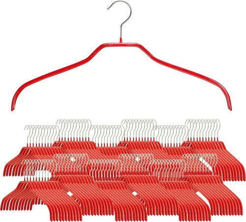 Miniatura 9 de MAWA - Perchas estrechas pequeñas de acero con revestimiento antideslizante, para camisas, vestidos, trajes, camisolas, chaquetas, gancho giratorio