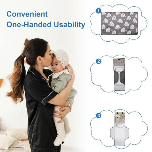 Miniatura 6 de Cambiador de pañales para niños pequeños, extra largo, grande, ligero, de 31 x 24.2 pulgadas, diseño lindo de 1 a 36 meses, plegable, cambiador
