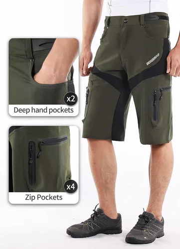 Miniatura 5 de BERGRISAR Pantalones cortos de ciclismo para hombre, corte holgado, con 6 bolsillos