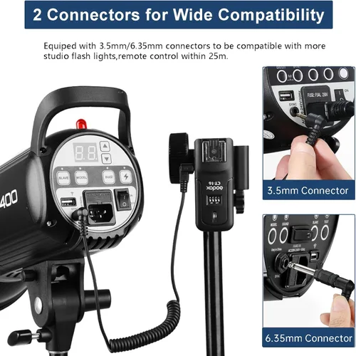 Miniatura 5 de Godox CT-16 Kit receptor de disparador de radio inalámbrico, transmisor 4 en 1 de 433 MHz con receptor de 3 piezas compatible con Canon Nikon Sony