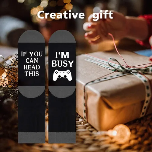 Miniatura 123 de AGRIMONY Calcetines divertidos con texto en inglés «Do Not Disturb Gaming» para hombres, mujeres, adolescentes, niños, Pascua, padres, cumpleaños