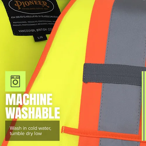 Miniatura 7 de Pioneer Chaleco de seguridad con mangas de punto de alta visibilidad, cinta reflectante, 4 bolsillos, amarillo/verde, unisex, L, V1023560U-L, L