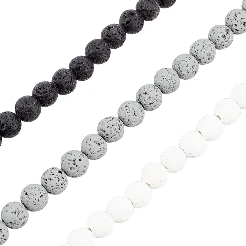Miniatura 9 de OLYCRAFT 488 cuentas de roca volcánica de 0.236 pulgadas – 8 colores Chakra Energy Lava piedras preciosas redondas sueltas para hacer joyas