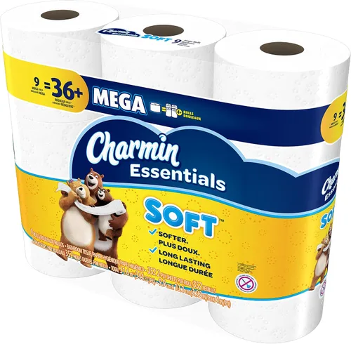 Miniatura 3 de Charmin Essentials - Mega rollos de papel higiénico suave, 9