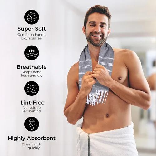 Miniatura 3 de cabanana Toallas de mano para baño, paquete de 2, 20 x 30 pulgadas, 100% algodón, toallas de mano turcas, superabsorbentes y de secado rápido, Negro