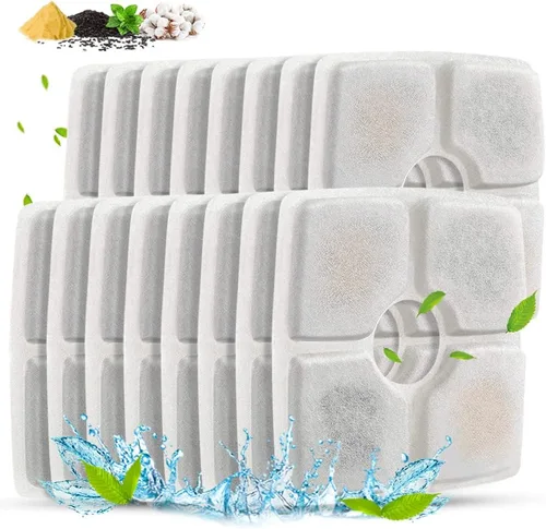 Miniatura 8 de Comsmart Juego de filtros de fuente para mascotas, 3 filtros de fuente de agua de repuesto para gatos con sistema de filtración triple para fuente