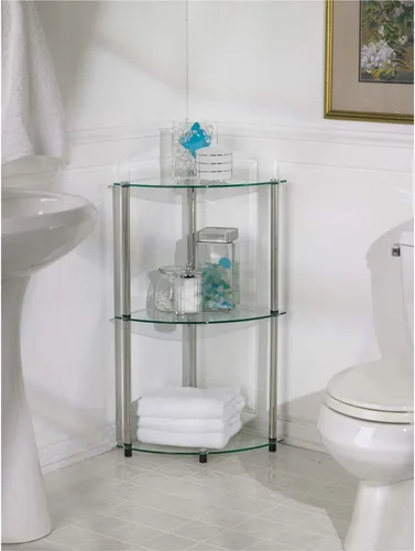 Miniatura 5 de Convenience Concepts Designs2Go - Estante esquinero de cristal clásico de 3 niveles, cristal