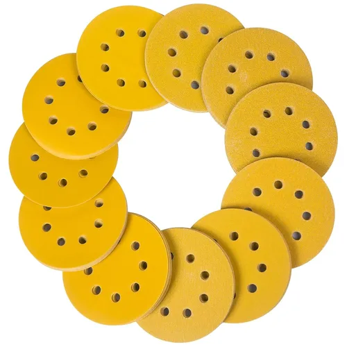 Miniatura 15 de Discos de lijadora orbitales de 5 pulgadas, patrón de 8 agujeros, paquete de 100, papel de lija de gancho y bucle para lijadoras DA, pintura
