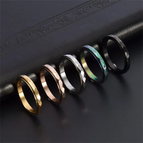 Miniatura 4 de Nanafast Anillos de ansiedad de acero de titanio de 0.118 pulgadas para mujeres y hombres, anillos multifacéticos para ansiedad, anillos giratorios