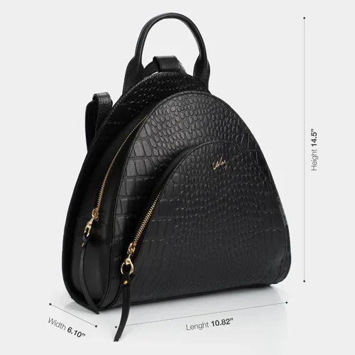 Miniatura 9 de VELEZ Mini mochila de cuero de grano completo + pequeña cartera negra para mujer