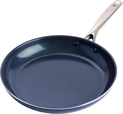 Blue Diamond - Sartén de 12 pulg de cerámica con infusión de diamantes, antiadherente, sin PFAS/PFOA, apto para lavavajillas, horno, utensilios de