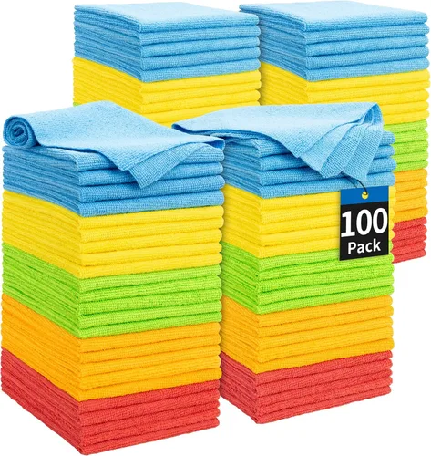Miniatura 23 de Toallas de microfibra para automóviles, paquete de 24 paños de limpieza de microfibra, toallas de limpieza de 11.5 x 11.5 pulgadas, absorbentes a