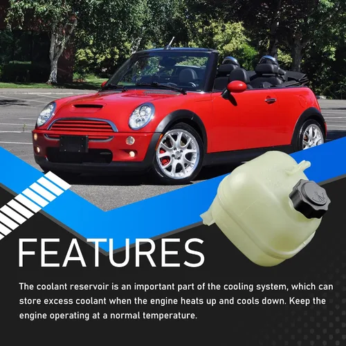 Miniatura 4 de Tanque de depósito de desbordamiento de refrigerante del radiador del motor con tapa compatible con Mini Cooper S 2002-2008