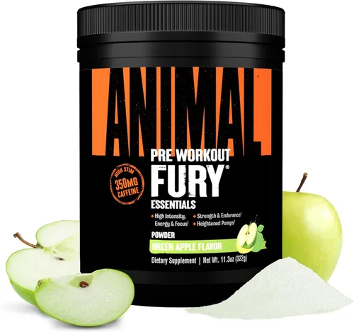 Miniatura 7 de Animal Fury - Suplemento en polvo antes del entrenamiento para energía y concentración, 0.18 onzas de BCAA y 350 mg de óxido nítrico de cafeína sin