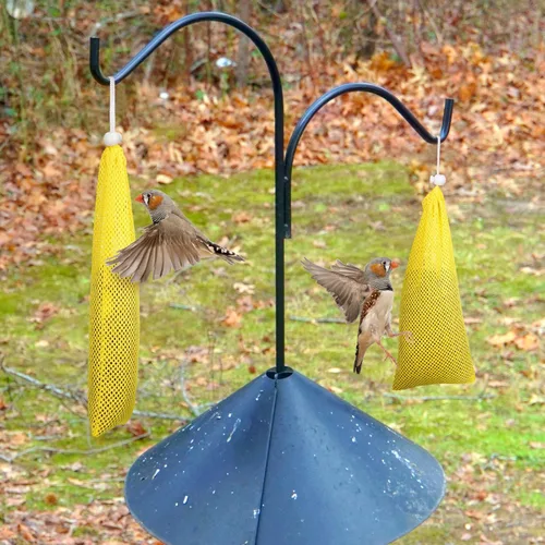 Miniatura 5 de Shappy 6 unidades de comederos de pinzones para colgar en exteriores, calcetines de cardo y pájaro para pájaros y semillas de cardo