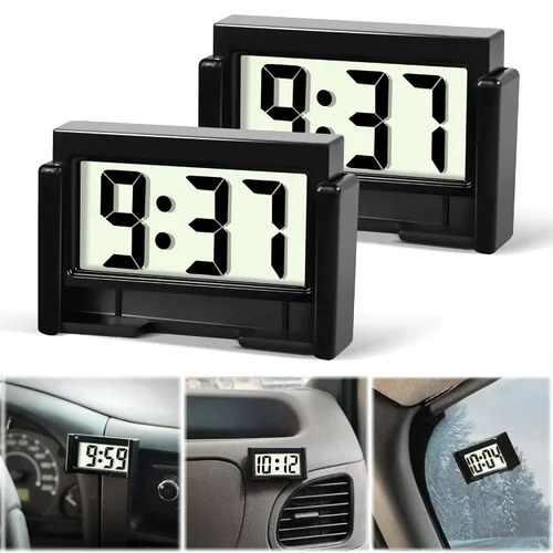 Miniatura 9 de Betus Reloj digital para tablero de instrumentos de automóvil, reloj adhesivo para vehículos con pantalla jumbo de hora y día