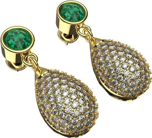 Miniatura 6 de Pendientes redondos de esmeralda y diamantes en oro de 14 quilatesdía de San Valentín