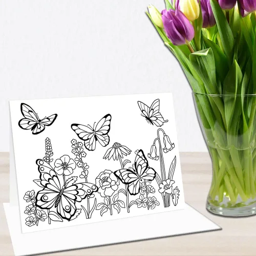 Miniatura 6 de Art Eclect Tarjetas para colorear para adultos, tarjetas de felicitación de mariposa para colorear para cumpleaños, aniversario, agradecimiento