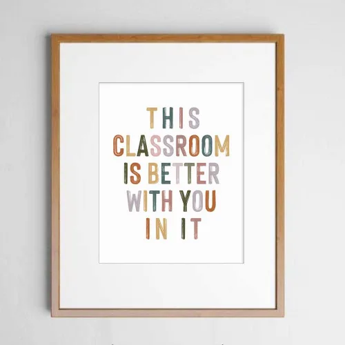 Miniatura 3 de Esta aula es mejor contigo en ella, decoración de pared motivacional positiva, letreros para profesores, bienvenida al aula, decoración bohemia