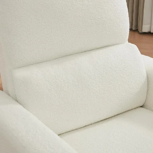 Miniatura 7 de Sillón Mecedor Reclinable Giratorio, Sillón Glider Reclinable de Boucle Extra Grande para Guardería, Sillas Reclinables con Balanceo Manual y Apoyo