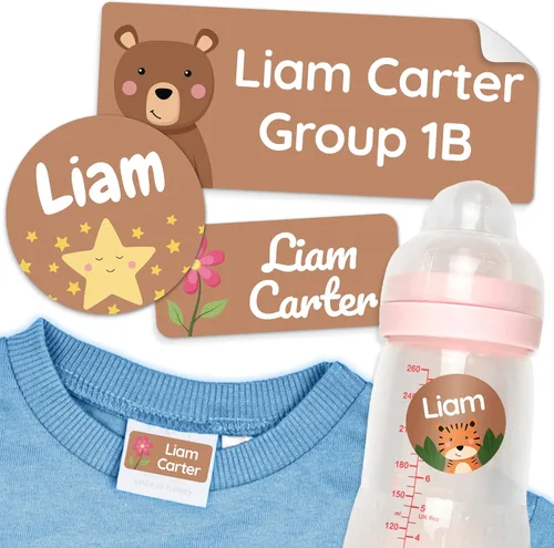 Miniatura 9 de Etiquetas de nombre personalizadas para la guardería para niños verdes [50 piezas] - Adhesivos de nombre resistentes al agua para la escuela