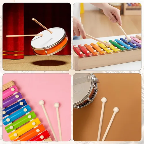 Miniatura 7 de 2 mazos de xilófono de madera, palos de percusión de 7.5 pulgadas para xilófono Glockenspiel Bell Timbre tambor de madera
