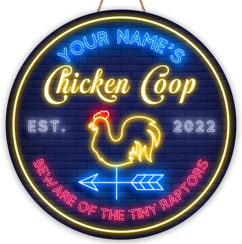 Miniatura 9 de Letrero de madera de gallinero personalizado para gallinero, diseño de granja esponjosa, varios tamaños, nombre personalizado, título y cita