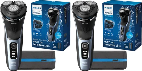 Miniatura 15 de Philips Norelco Shaver 3600 Series, afeitadora eléctrica en seco y húmedo, P-Cap, estuche de viaje, azul tormenta, modelo S3243/91