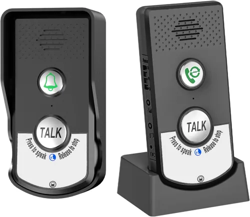 Timbre inalámbrico de 2 vías, intercomunicador para interiores y exteriores, 3280 pies de largo alcance, sistema de intercomunicadores para puerta